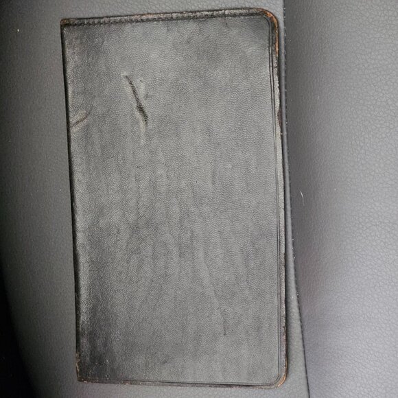 Antique embossed scrolls/flowers genuine black leather letters, documents holder - Picture 2 of 9